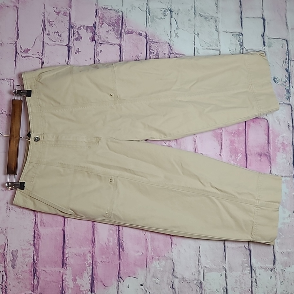 VINTAGE LAUREN RALPH LAUREN KHAKI CARGO GROMMET LARGE OPEN POCKET CROP PANTS 12